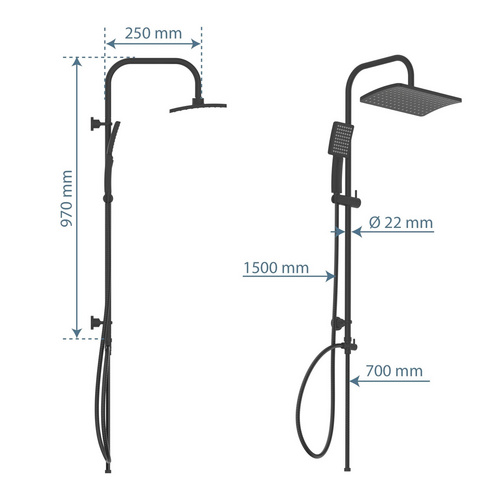 Thumbnail - SCHÜTTE Überkopfbrause-Set »MALLORCA«, mattschwarz, wassersparend, Ø: 32 cm