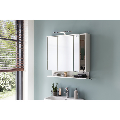 Thumbnail - SCHILDMEYER Spiegelschrank »Flag«, HxT: 71,4 x 16 cm, 3-türig, weiß glänzend - weiss