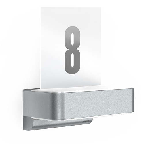 Steinel Sensor Außenleuchte L 820 LED iHF mit Hausnummer, silber, mit Bewegungsmelder