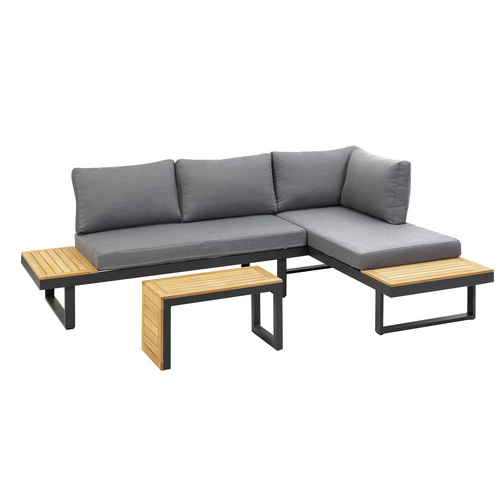 GREEMOTION Loungeset Samara, 9-tlg., 2 Sessel, Tisch 70x38 cm, Holz/Alu