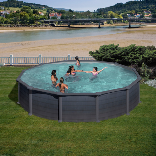 GRE Rundpool, grau, ØxH: 550 x 132 cm...