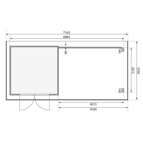 Thumbnail - KARIBU Gartenhaus »Trittau 3«, Holz, BxHxT: 680,5 x 217 x 297 cm (Außenmaße inkl. Dachüberstand) - braun