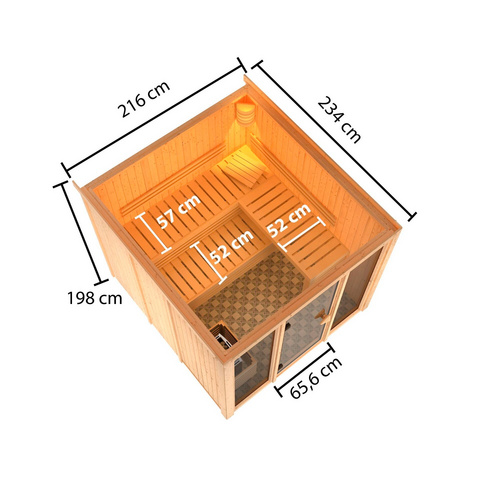 Thumbnail - KARIBU Sauna »Nomme«, BxHxT:216 x 198 x 234 cm, lichtgrau - beige