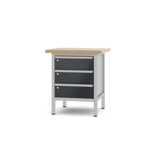 Pador Werkbank Baureihe 1 - 3 Schubladen 75 cm Lichtgrau-Anthrazitgrau