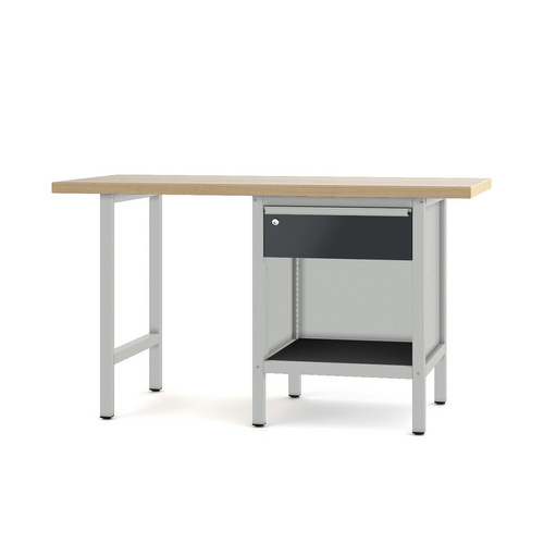 Pador Werkbank Baureihe 1 - 1 Schublade 150 cm Lichtgrau-Anthrazitgrau