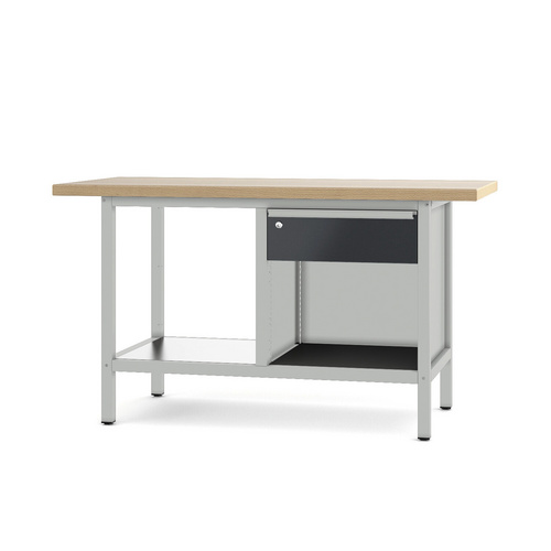 Pador Werkbank Baureihe 2 - 1 Schublade 150 cm Lichtgrau-Anthrazitgrau
