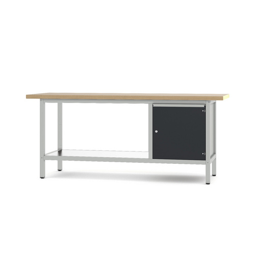 Pador Werkbank Baureihe 3 - 1 Tür 200 cm Lichtgrau-Anthrazitgrau