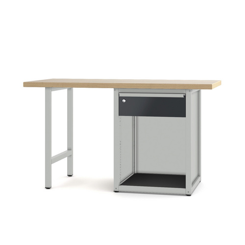 Pador Werkbank Baureihe 4 - 1 Schublade 150 cm Lichtgrau-Anthrazitgrau
