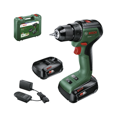 Image of Bosch 18 V Akku-Bohrschrauber UniversalDrill 18V-60 inkl. 2 Ah Akkus mit Koffer
