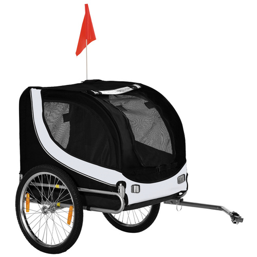 Norma   Fahrradanhänger Hundeanhänger Hunde Fahrrad Tier Anhänger Weiß+Schwarz,  Hundebedarf von Pawhut - Image 3
