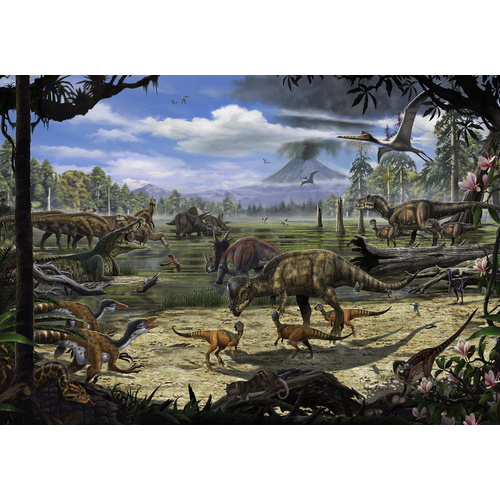 Komar Fototapete Dinosaurs on the Shore, glatt, bedruckt, Comic, Retro, mehrfarbig, BxH: 400x280 cm, glatt, bedruckt