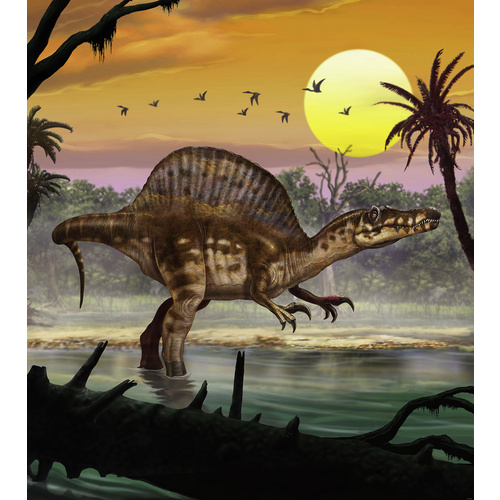 Komar Fototapete Spinosaurus, glatt, bedruckt, Comic, Retro, mehrfarbig, BxH: 250x280 cm, glatt, bedruckt
