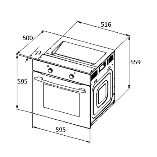 PKM Einbau-Backofen, 56 l, Glas/Edelstahl, schwarz