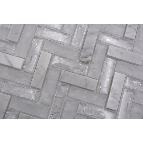 HuH Mosaik Mosaikmatte »Ice Cube«, BxL: 29,3 x 26,3 cm, Stein - weiss