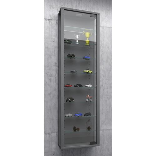 VCM Vitrine »Stano Maxi«, inkl. LED-Beleuchtung, BxH: 33 x 113 cm, Holzwerkstoff/Glas - silberfarben