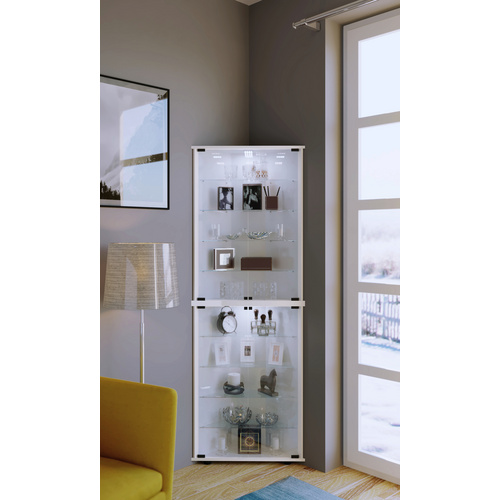 VCM Vitrine »Vecko Maxi«, BxH: 67,5 x 176 cm, Holzwerkstoff/Glas - weiss