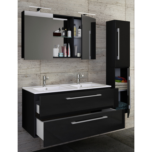 Thumbnail - VCM Badmöbel-Set »Budasi«, 4-teilig, mit Spiegelschrank - schwarz