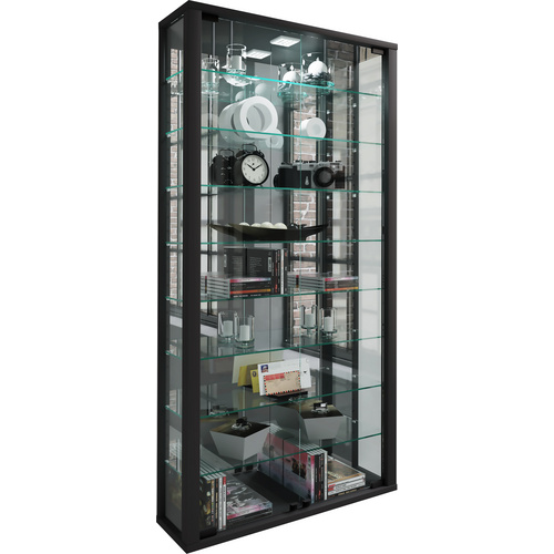 VCM Vitrine »Vitrosa«, mit LED-Beleuchtung, BxH: 59 x 114,8 cm, Holzwerkstoff/Glas - schwarz