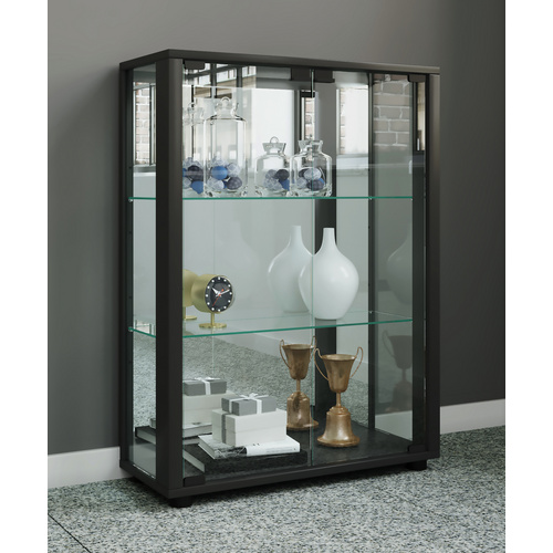 VCM Vitrine »Sintalo«, inkl. LED-Beleuchtung, BxH: 60 x 80 cm, Holzwerkstoff/Glas - schwarz