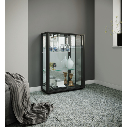 VCM Vitrine »Sintalo«, inkl. LED-Beleuchtung, BxH: 60 x 80 cm, Holzwerkstoff/Glas - schwarz