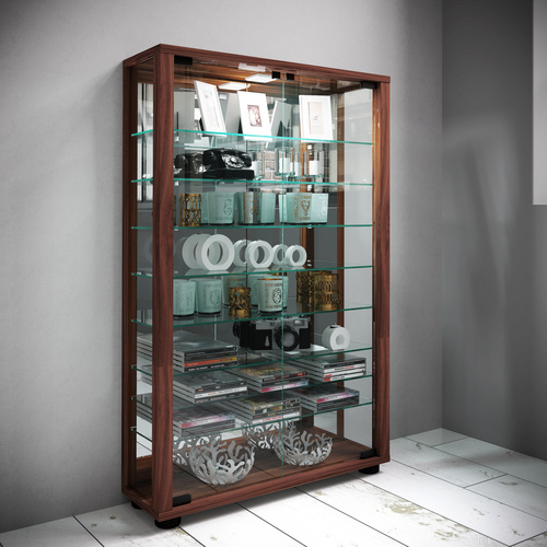 VCM Vitrine »Lumo«, mit LED-Beleuchtung, BxH: 59 x 91,3 cm, Holzwerkstoff/Glas - braun