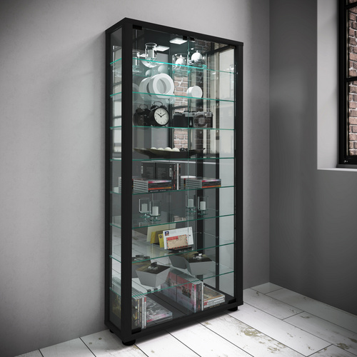 VCM Vitrine »Lumo«, BxH: 59 x 114,8 cm, Holzwerkstoff/Glas - schwarz