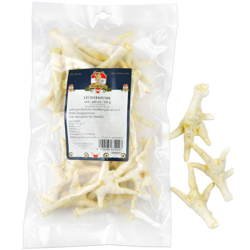 Sissi & Franz Hundesnack »Hühnerfüße«, weiß/gebrüht, 200 g, Einzelfuttermittel, 100 % Fleisch, schonend getrocknet