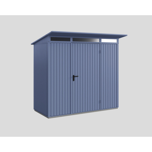 Ecostar Gerätehaus »Trend-P«, Metall, BxHxT: 238 x 228,6 x 107,8 cm (Außenmaße inkl. Dachüberstand) – blau