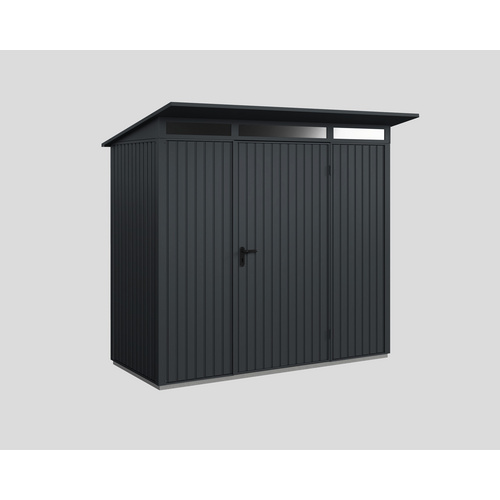 Ecostar Gerätehaus »Trend-P«, Metall, BxHxT: 238 x 228,6 x 107,8 cm (Außenmaße inkl. Dachüberstand) – grau