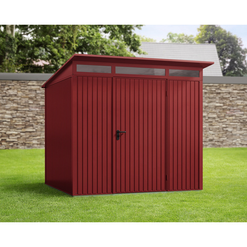 Ecostar Gerätehaus »Trend-P«, Metall, BxHxT: 238 x 232,3 x 238 cm (Außenmaße inkl. Dachüberstand) – rot