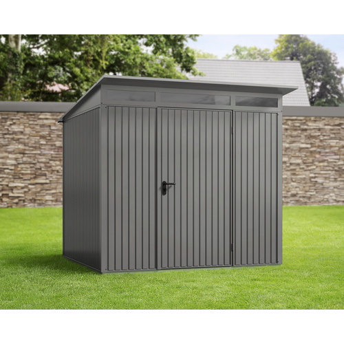 Ecostar Gerätehaus »Trend-P«, Metall, BxHxT: 238 x 232,3 x 238 cm (Außenmaße inkl. Dachüberstand) – grau