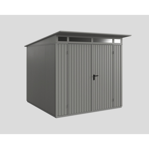 Ecostar Gerätehaus »Trend-P«, Metall, BxHxT: 238 x 232,3 x 238 cm (Außenmaße inkl. Dachüberstand) – grau