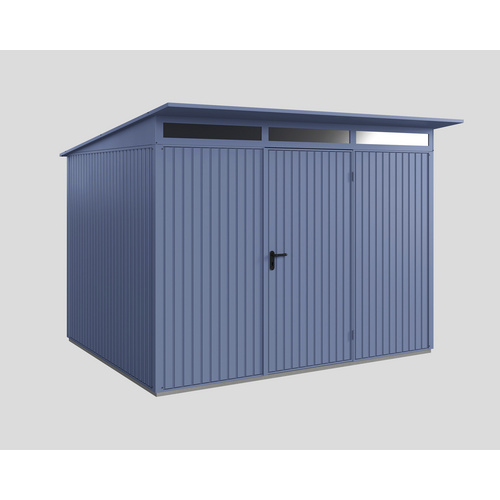 Ecostar Gerätehaus »Trend-P«, Metall, BxHxT: 302,8 x 232,3 x 238 cm (Außenmaße inkl. Dachüberstand) – blau