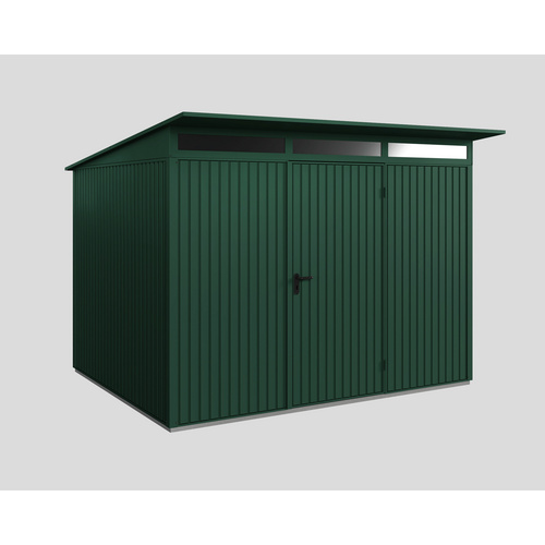 Ecostar Gerätehaus »Trend-P«, Metall, BxHxT: 302,8 x 232,3 x 238 cm (Außenmaße inkl. Dachüberstand) – gruen