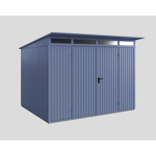 Ecostar Gerätehaus »Trend-P«, Metall, BxHxT: 302,8 x 232,3 x 238 cm (Außenmaße inkl. Dachüberstand) – blau