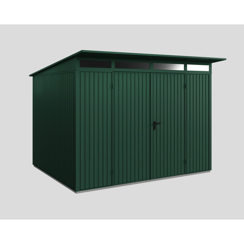 Ecostar Gerätehaus »Trend-P«, Metall, BxHxT: 302,8 x 232,3 x 238 cm (Außenmaße inkl. Dachüberstand) – gruen