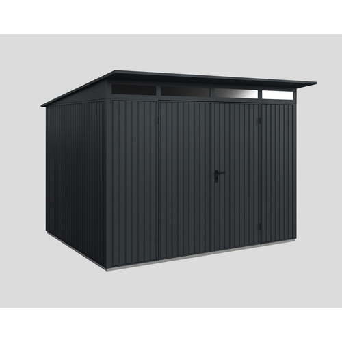 Ecostar Gerätehaus »Trend-P«, Metall, BxHxT: 302,8 x 232,3 x 238 cm (Außenmaße inkl. Dachüberstand) – grau