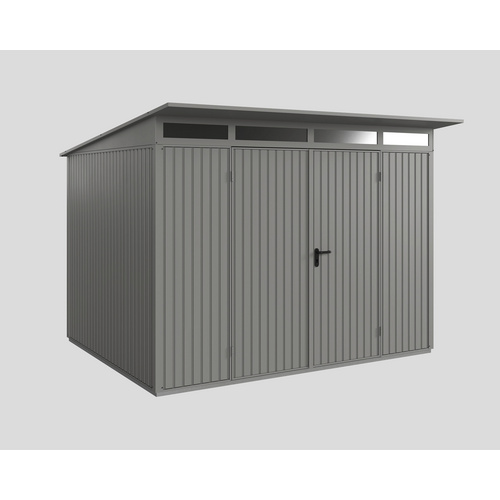 Ecostar Gerätehaus »Trend-P«, Metall, BxHxT: 302,8 x 232,3 x 238 cm (Außenmaße inkl. Dachüberstand) – grau