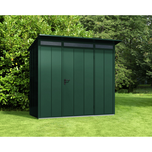 Ecostar Gerätehaus »Elegant-P«, Metall, BxHxT: 238 x 228,6 x 107,8 cm (Außenmaße inkl. Dachüberstand) – gruen