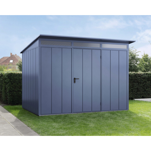 Ecostar Gerätehaus »Elegant-P«, Metall, BxHxT: 302,8 x 232,3 x 238 cm (Außenmaße inkl. Dachüberstand) – blau