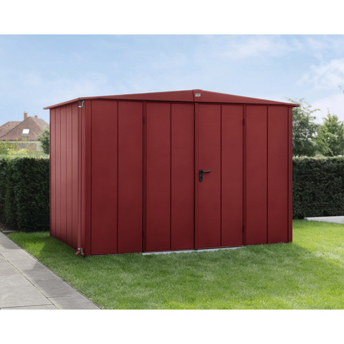 Ecostar Gerätehaus »Elegant-S«, Metall, BxHxT: 302,8 x 219,4 x 238 cm (Außenmaße inkl. Dachüberstand) – rot