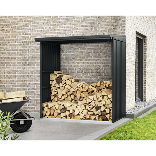 Ecostar Kaminholzregal »Trend-V«, BxHxT: 181,4 x 198 x 102,5 cm, Metall – grau