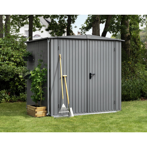 Ecostar Gerätehaus »Trend-S«, Metall, BxHxT: 238 x 216 x 238 cm (Außenmaße inkl. Dachüberstand) – grau