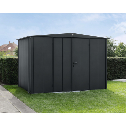 Ecostar Gerätehaus »Elegant-S«, Metall, BxHxT: 302,8 x 219,4 x 238 cm (Außenmaße inkl. Dachüberstand) – grau