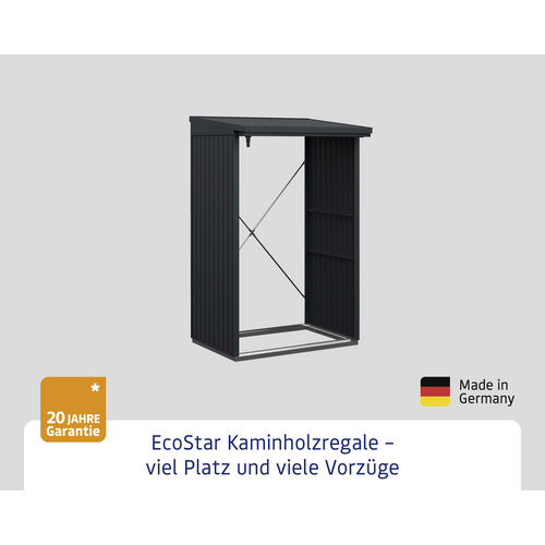 Ecostar Kaminholzregal »Trend-V«, BxHxT: 112,7 x 198 x 102,5 cm, Metall - grau (Rabatt: 9 %)