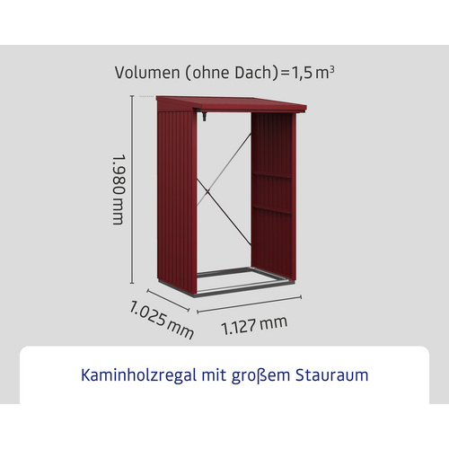 Ecostar Kaminholzregal »Trend-V«, BxHxT: 112,7 x 198 x 102,5 cm, Metall - rot (Rabatt: 9 %)