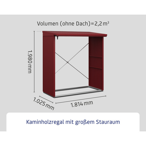 Ecostar Kaminholzregal »Trend-V«, BxHxT: 181,4 x 198 x 102,5 cm, Metall - rot (Rabatt: 9 %)