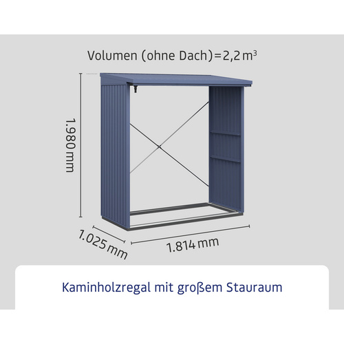 Ecostar Kaminholzregal »Trend-V«, BxHxT: 181,4 x 198 x 102,5 cm, Metall - blau (Rabatt: 9 %)