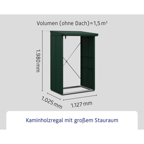 Ecostar Kaminholzregal »Elegant-V«, BxHxT: 112,7 x 198 x 102,5 cm, Metall - gruen (Rabatt: 9 %)