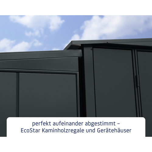 Ecostar Kaminholzregal »Elegant-V«, BxHxT: 181,4 x 198 x 102,5 cm, Metall - grau (Rabatt: 9 %)